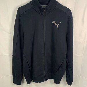 Puma Contrast Front-Zip Track Jacket - Black/Black – Medium – Men’s
